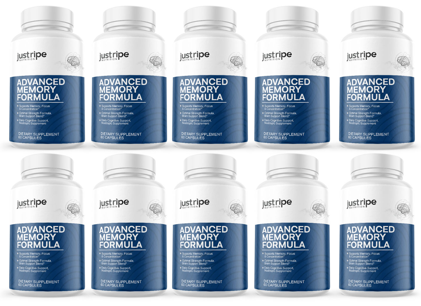 Advanced Memory Formula- Best Nootropic Brain Supplement Memory & Focus - 10 Pack
