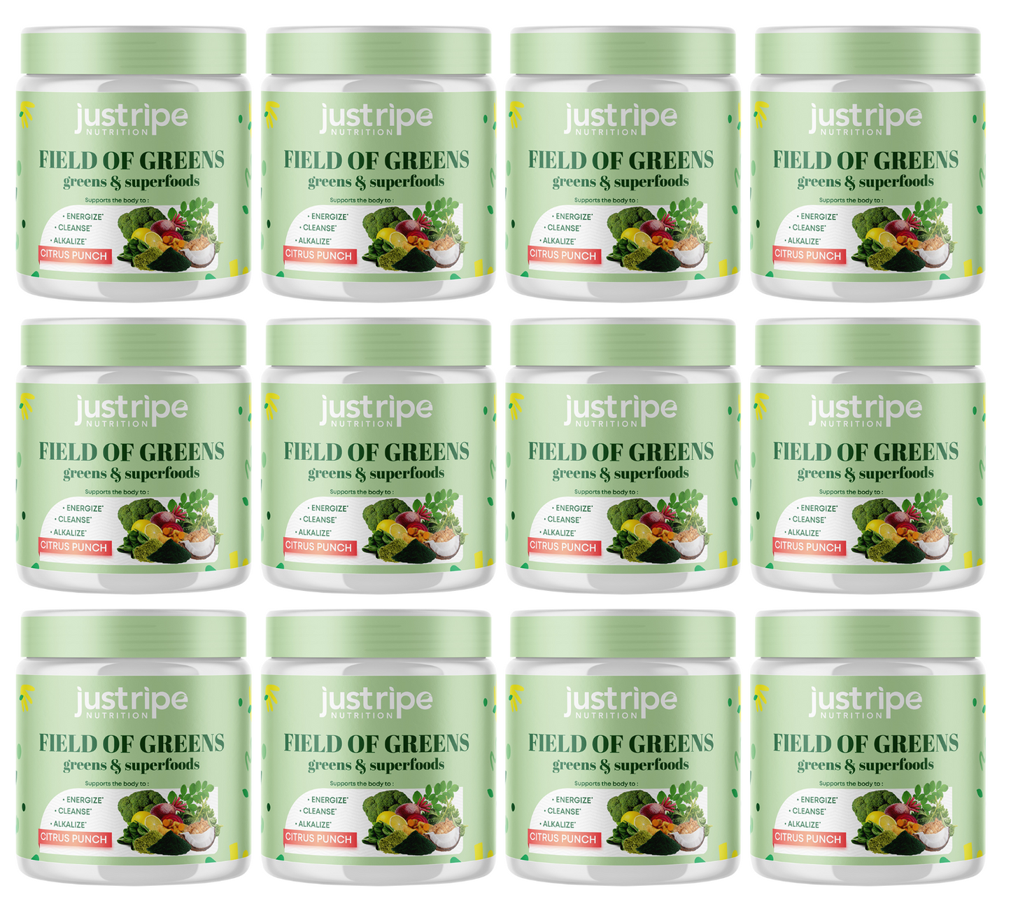 12pk Just Ripe Field of Greens Super Greens Powder Smoothie Mix for Boost Energy
