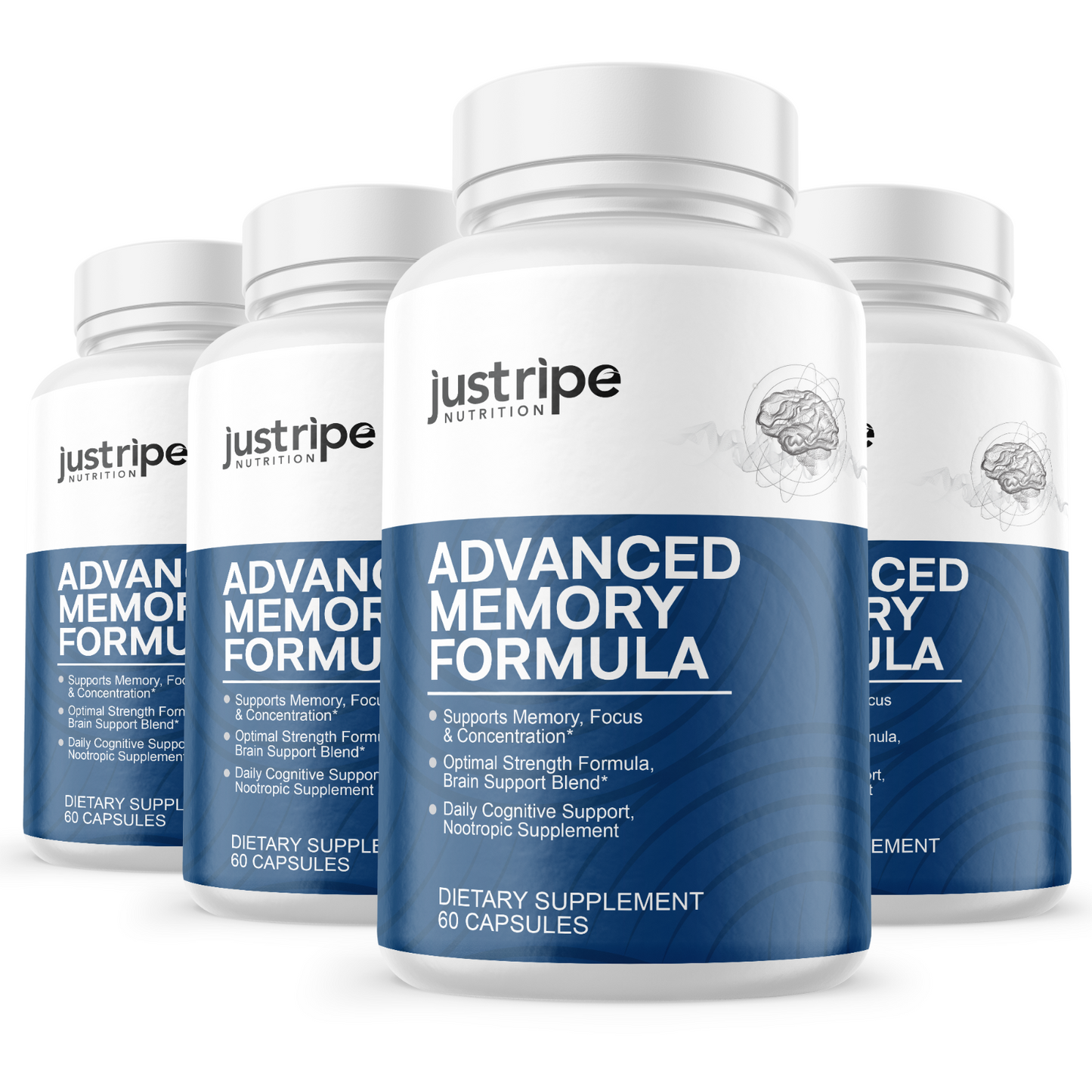 4 Pack Advanced Memory Formula - Best Nootropic Brain Supplement Memory & Focus