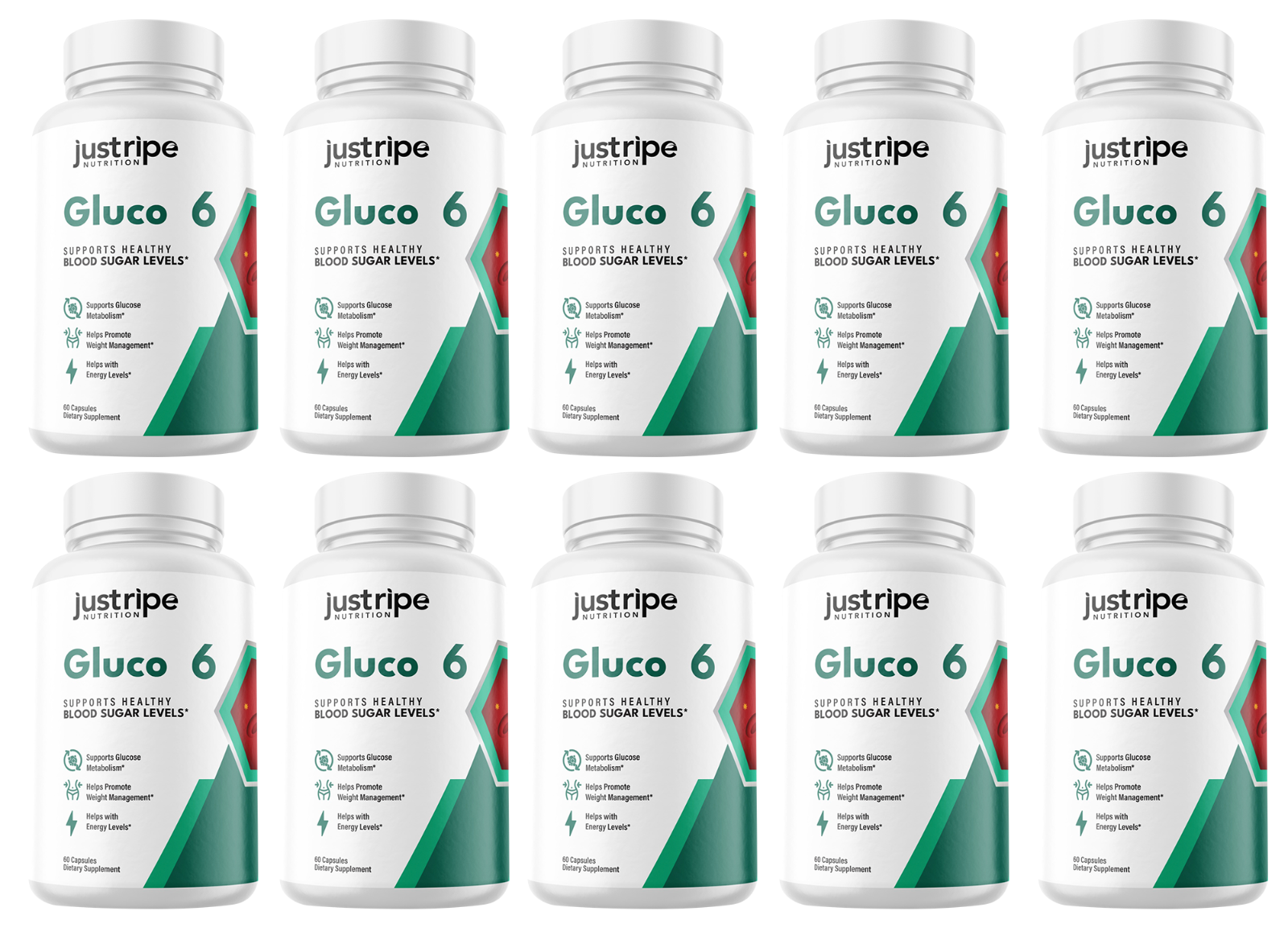 10 Pack Gluco6 Supplement Advanced Formula Supports Healthy Blood Levels-60 Caps