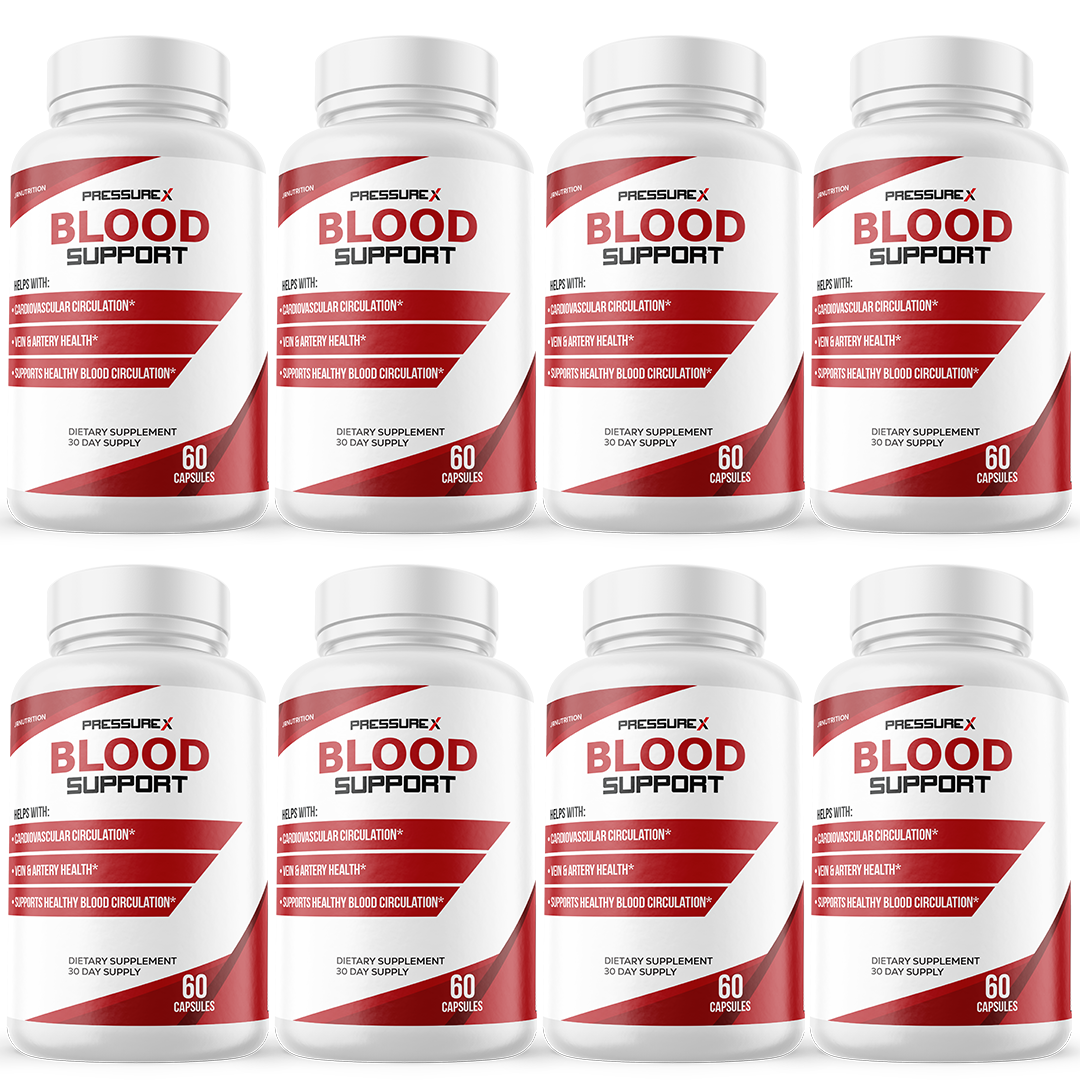 Pressure X Blood Support to Balance Blood Pressure & Sugar Levels - 8 Bottles