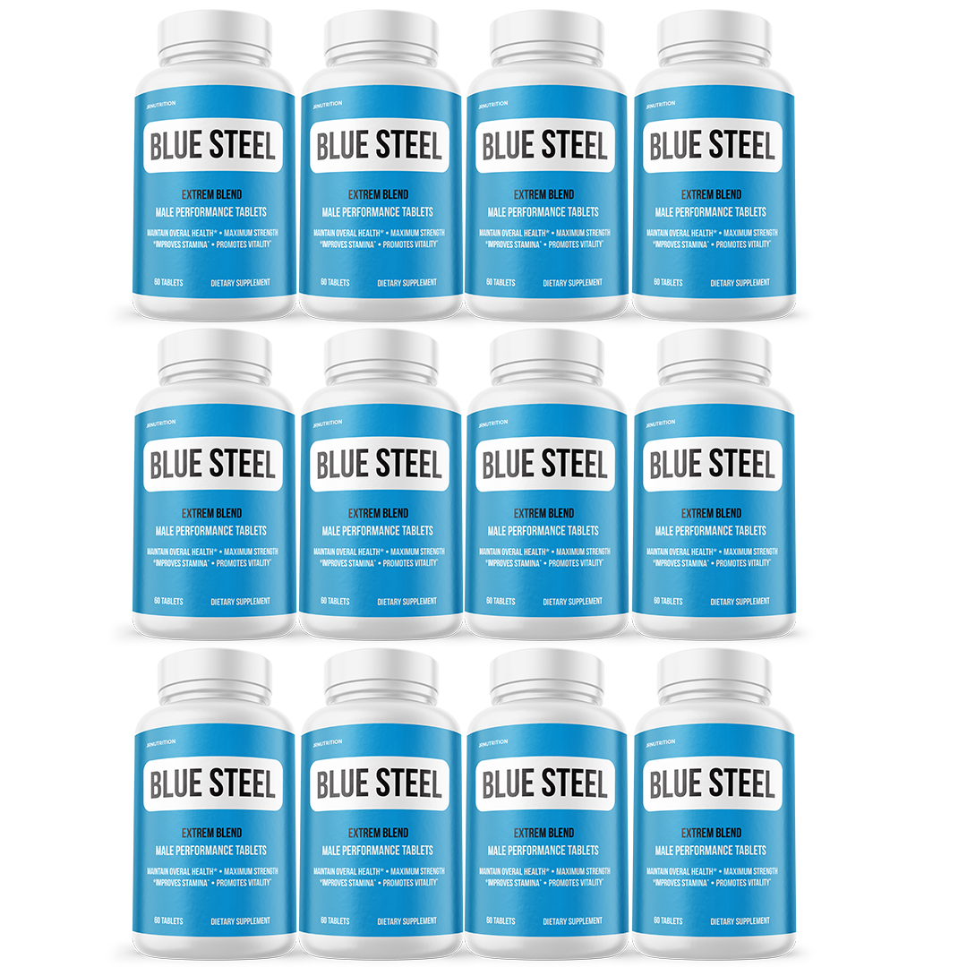 Blue Steel Male Health Tablets for Advanced Performance and T-level- 12 Bottles