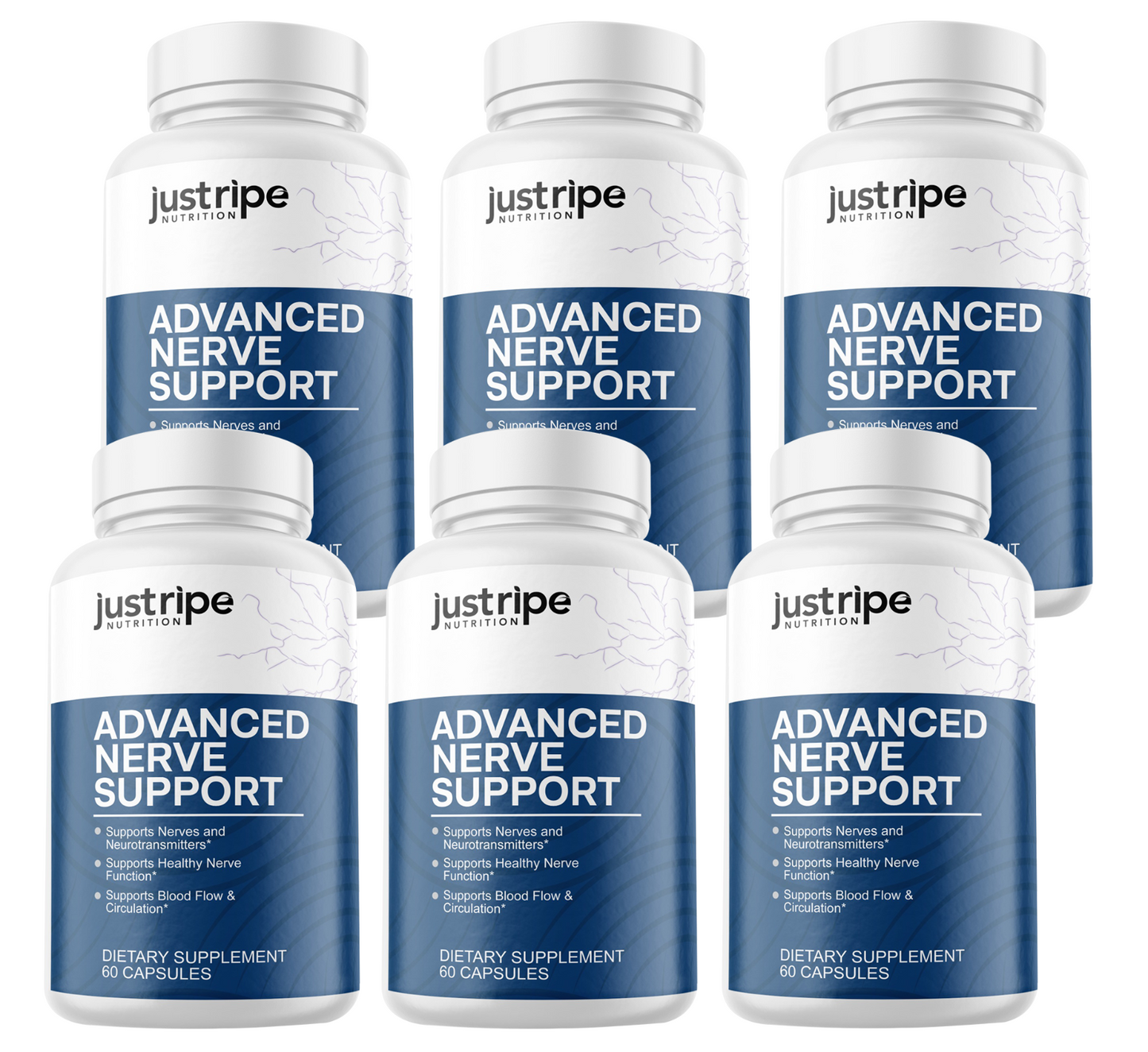 6 Pack Advanced Nerve Support by Just Ripe- 60 Capsules