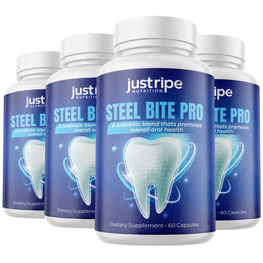 4 Pack Steel Bite Pro for Teeth and Gum Repair Advanced Formula Dental - 60 Caps