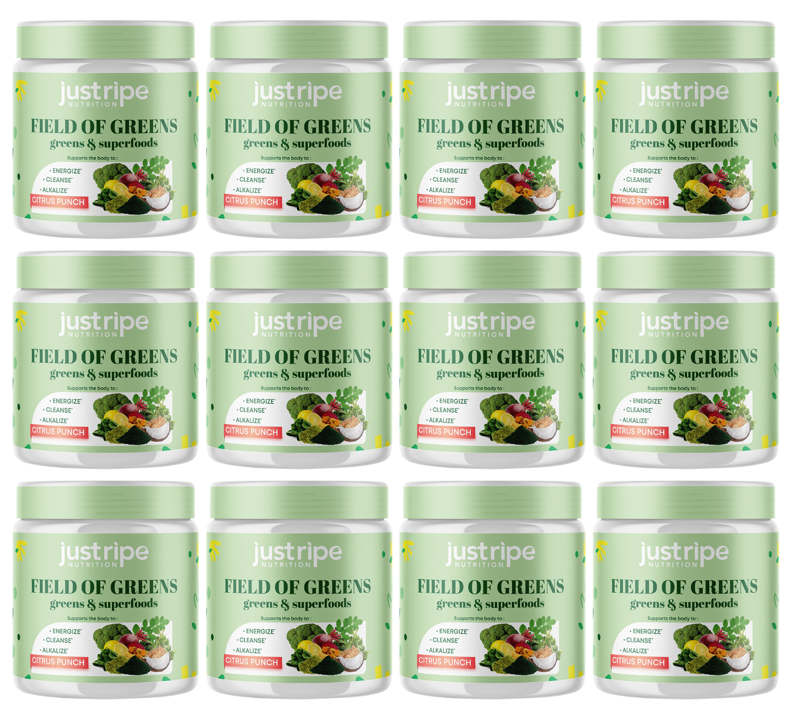 12pk Just Ripe Field of Greens Super Greens Powder Smoothie Mix for Boost Energy