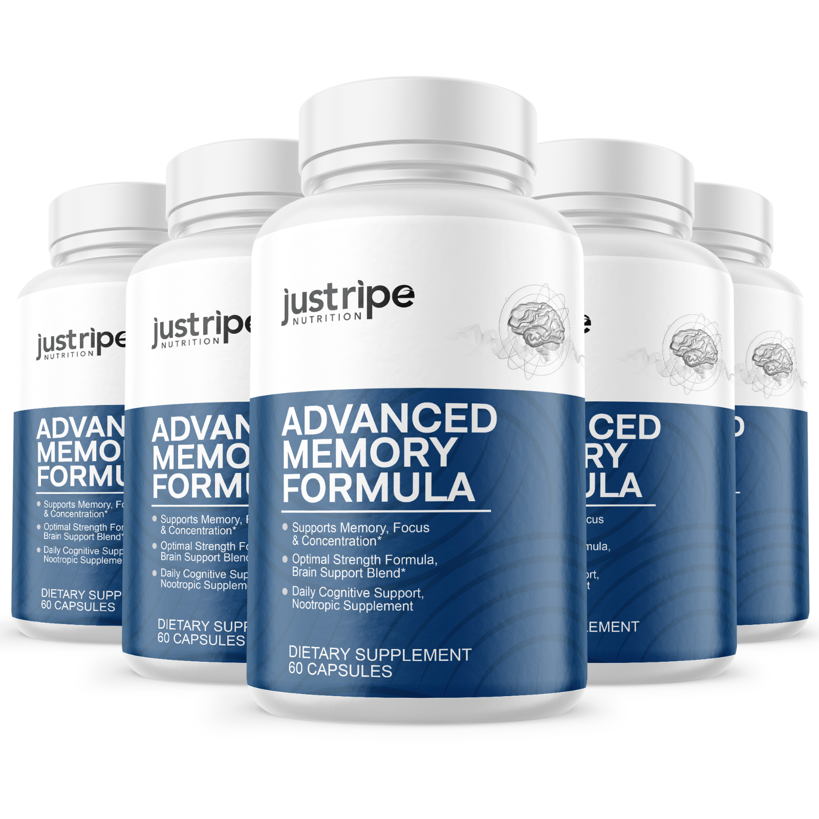 5 Pack Advanced Memory Formula - Best Nootropic Brain Supplement  Memory & Focus