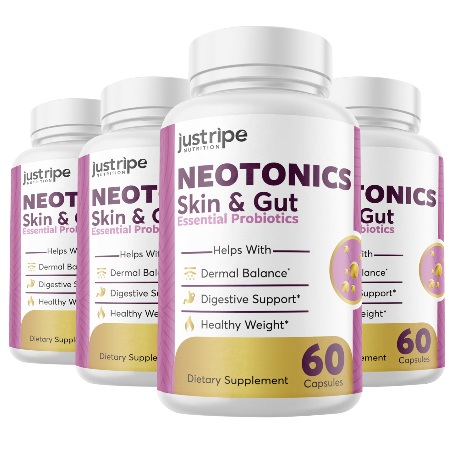 4 Pack Neotonics - Neotonics Skin & Gut Probiotics Supplement Pills
